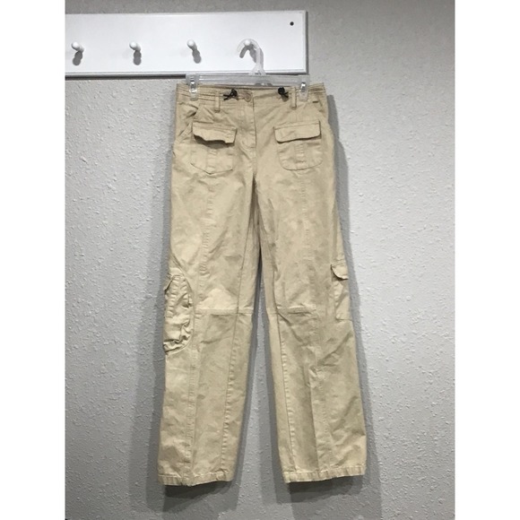 Brandy Melville Kim Cargo Pants OS Beige Utility Y2K Streetwear Low Rise Indie - Picture 2 of 8